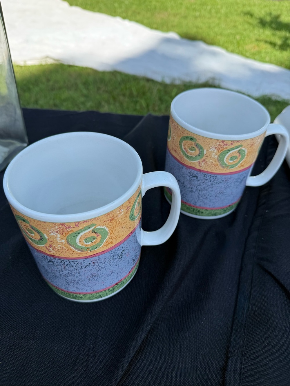 1995 Ceramic Swirl Accent Mugs - Set of 2, Multicolor